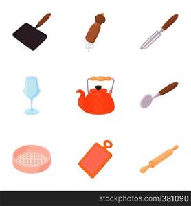 Cooking icons set. Cartoon illustration of 9 cooking vector icons for web. Cooking icons set, cartoon style