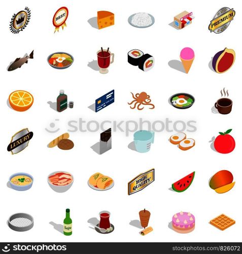 Cooking icons set. Isometric style of 36 cooking vector icons for web isolated on white background. Cooking icons set, isometric style
