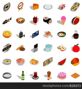 Cooking icons set. Isometric style of 36 cooking vector icons for web isolated on white background. Cooking icons set, isometric style