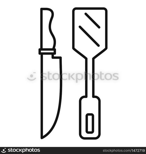 Cooking knife spatula icon. Outline cooking knife spatula vector icon for web design isolated on white background. Cooking knife spatula icon, outline style