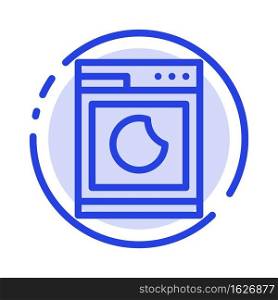 Cooking, Machine, Wash, Clean Blue Dotted Line Line Icon