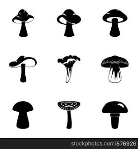 Cooking mushroom icon set. Simple set of 9 cooking mushroom vector icons for web isolated on white background. Cooking mushroom icon set, simple style