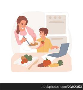 Cooking online class isolated cartoon vector illustration Healthy eating online class for kids, cooking virtual camp, summer program, PA day, after school education, daycare vector cartoon.. Cooking online class isolated cartoon vector illustration