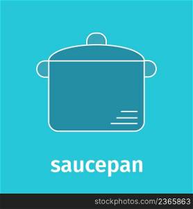 Cooking pan flat color line icon. Vector, blue pan isolated object