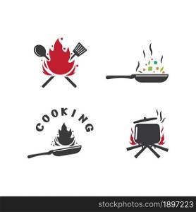 Cooking pan restaurant logo vector design