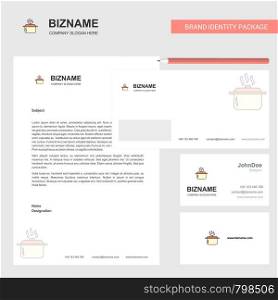 Cooking pot Business Letterhead, Envelope and visiting Card Design vector template