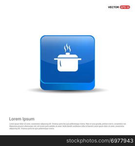 Cooking pot icon - 3d Blue Button.