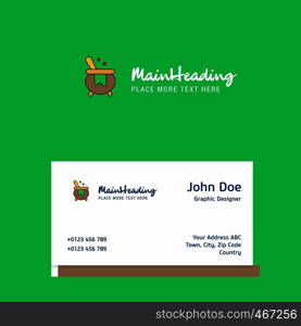 Cooking pot logo Design with business card template. Elegant corporate identity. - Vector