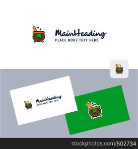 Cooking pot vector logotype with business card template. Elegant corporate identity. - Vector