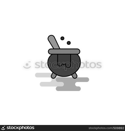 Cooking pot Web Icon. Flat Line Filled Gray Icon Vector