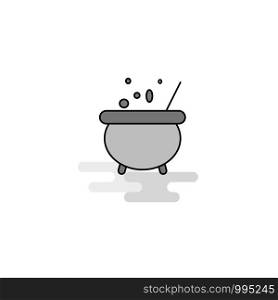 Cooking pot Web Icon. Flat Line Filled Gray Icon Vector