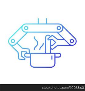 Cooking robots gradient linear vector icon. Robotic kitchen. Automatic restaurant meals making. Robotic chef. Thin line color symbol. Modern style pictogram. Vector isolated outline drawing. Cooking robots gradient linear vector icon