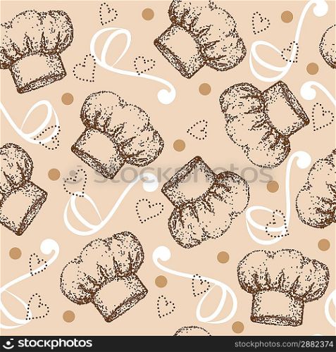 Cooking seamless pattern with chef hat