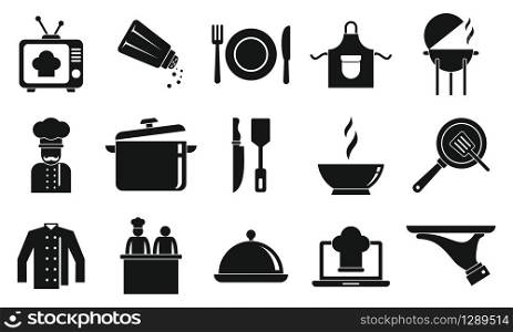 Cooking show icons set. Simple set of cooking show vector icons for web design on white background. Cooking show icons set, simple style