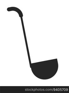 Cooking steel ladle flat monochrome isolated vector object. Editable black and white line art drawing. Kitchen appliance. Simple outline spot illustration for web graphic design. Cooking steel ladle flat monochrome isolated vector object
