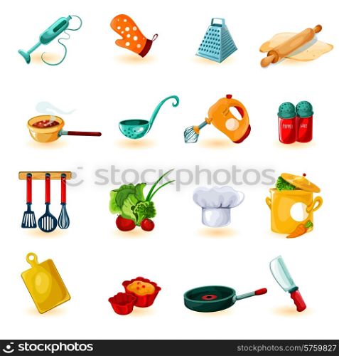 Cooking utensil decorative icons set with mixer knife bowl isolated vector illustration. Cooking Icons Set