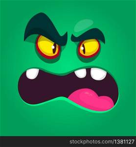 Cool angry cartoon monster. Vector Halloween monster avatar for print. Illustration isolated