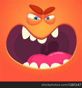 Cool angry monster screaming. Cartoon vector illustration. Big set of monster faces