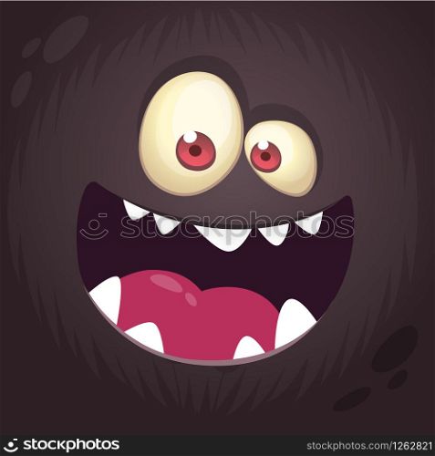 Cool cartoon black monster face. Halloween vector illustration