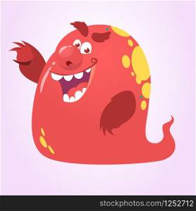 Cool cartoon red monster. Vector illustration. Halloween character design