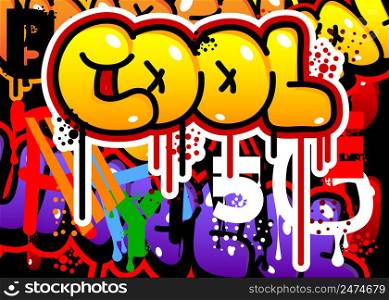 Cool, colored Graffiti tag. Abstract modern street art decoration performed in urban painting style.