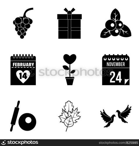 Cool date icons set. Simple set of 9 cool date vector icons for web isolated on white background. Cool date icons set, simple style