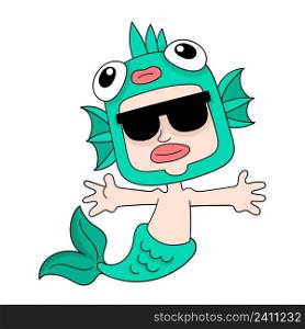 cool faced mermaid wearing sunglasses