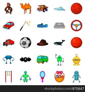 Cool game icons set. Cartoon set of 25 cool game vector icons for web isolated on white background. Cool game icons set, cartoon style