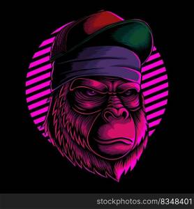 Cool gorilla head vector illustration