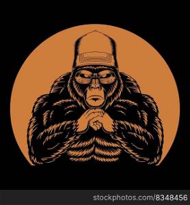 Cool gorilla retro vector illustration