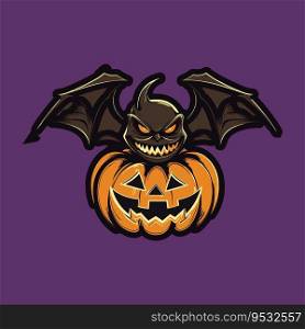 Cool Halloween vector with pumpkin and bat