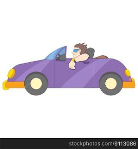 cool handsome rich guy is driving a luxury car. vector design illustration art