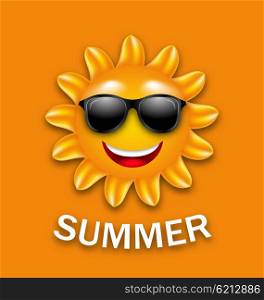 Cool Happy Summer Sun in Sunglasses. Illustration Cool Happy Summer Sun in Sunglasses - Vector