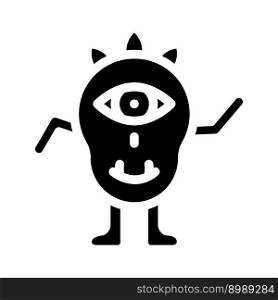 cool monster alien glyph icon vector. cool monster alien sign. isolated symbol illustration. cool monster alien glyph icon vector illustration