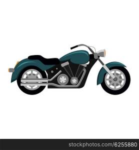 Cool motorcycle isolated on white background. Vehicle on two wheels, biker CHOPPER. ?lassic bike for riding in a flat style. Vector illustration