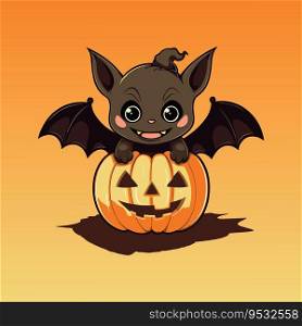 Cool pumpkin and bat vector design for Halloween