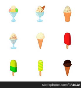 Cool treat icons set. Cartoon illustration of 9 cool treat vector icons for web. Cool treat icons set, cartoon style