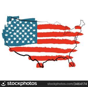 Cool USA map with US flag