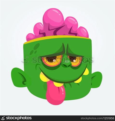 Cool Zombie Head Cartoon . Halloween vector illustration