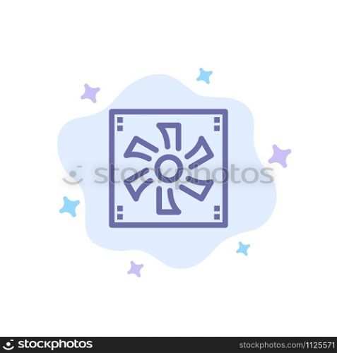 Cooler Fan, Computer, Cooler, Device, Fan Blue Icon on Abstract Cloud Background