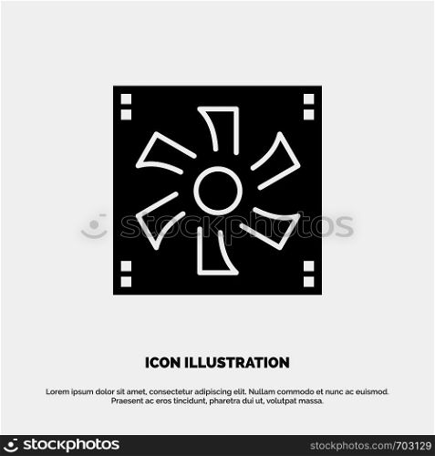 Cooler Fan, Computer, Cooler, Device, Fan solid Glyph Icon vector