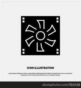Cooler Fan, Computer, Cooler, Device, Fan solid Glyph Icon vector