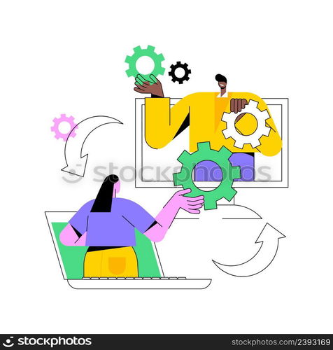 Cooperation abstract concept vector illustration. Online collaboration, team communication, cooperative business, coop model, partnership, cooperation process, working together abstract metaphor.. Cooperation abstract concept vector illustration.