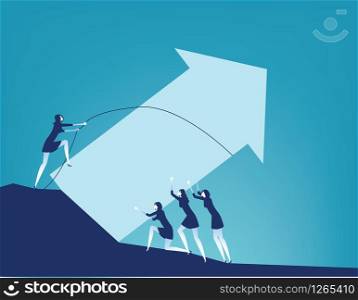 Cooperation and Business teamwork. Concept business help vector illustration.Flat character style.