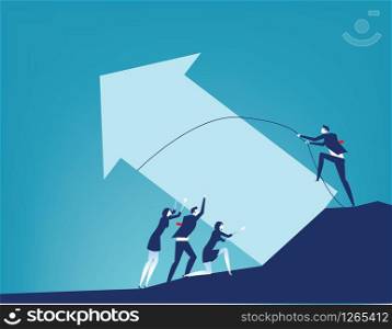 Cooperation and Business teamwork. Concept business help vector illustration.Flat character style.