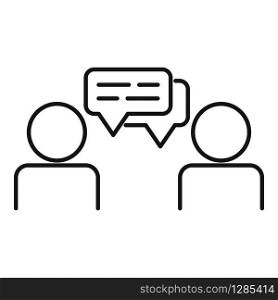 Cooperation conversation icon. Outline cooperation conversation vector icon for web design isolated on white background. Cooperation conversation icon, outline style