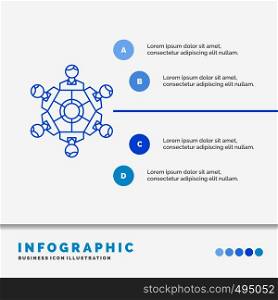 Cooperation, friends, game, games, playing Infographics Template for Website and Presentation. Line Blue icon infographic style vector illustration. Vector EPS10 Abstract Template background