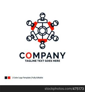 Cooperation, friends, game, games, playing Logo Design. Blue and Orange Brand Name Design. Place for Tagline. Business Logo template.