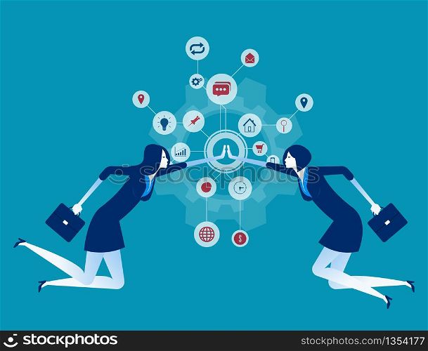 Cooperation. Organization collaboration. Concept business vector illustration, Teamwork, Partner.