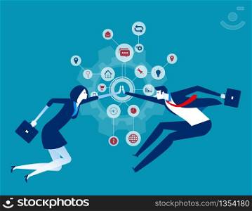 Cooperation. Organization collaboration. Concept business vector illustration, Teamwork, Partner.